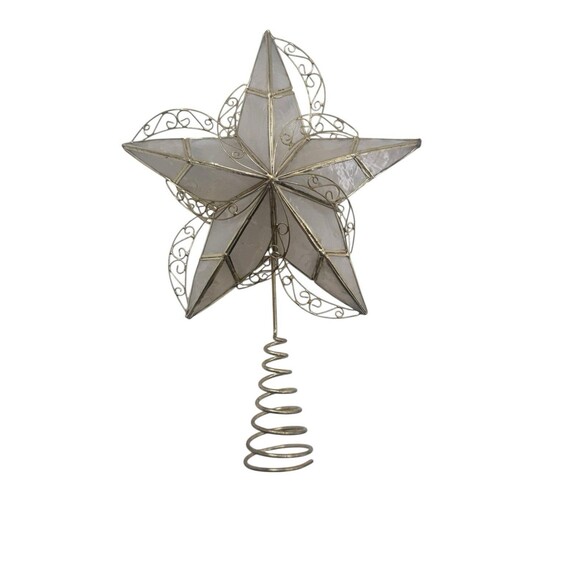 Vintage Capiz Shell Star Christmas Tree Topper Fast Shipping - Picture 1 of 16